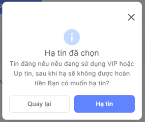 Hình 14: Thông báo Hạ tin đã chọn