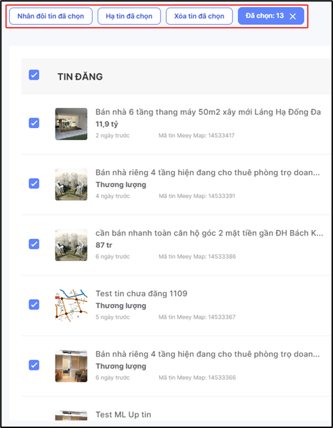 Hình 13: Các trường thay đổi
