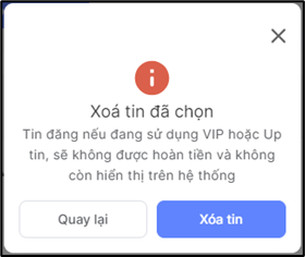 Hình 15: Thông báo Xoá tin đã chọn